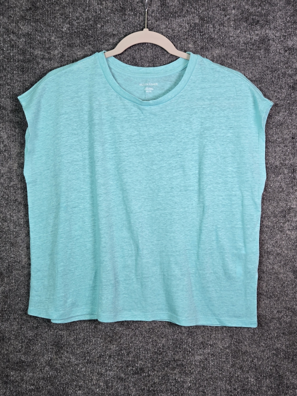 Eileen Fisher Top Womens XXS Aqua Blue Linen Knit Boxy Dolman Summer